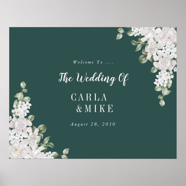 Poster d'accueil Mariage à feuilles vertes (Devant)