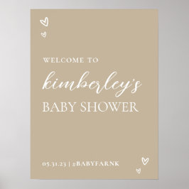 Poster d'accueil minimaliste du Baby shower Hello 