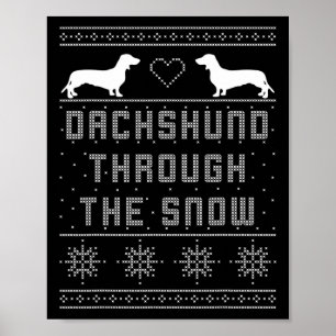 Poster Dachshund À Travers Le Chandail De Noël Laide Neig