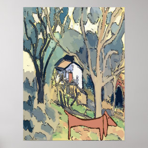 Poster Dachshund Abstrait à Woods