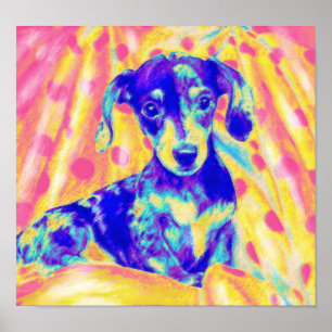 Poster dachshund arc en ciel