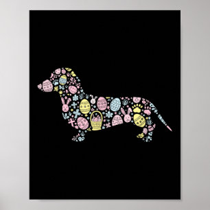 Poster Dachshund Bunny Oeuf de Pâques Jour de Pâques Femm