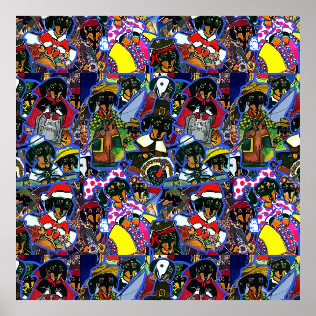 Poster Dachshund Cartoons (Devant)