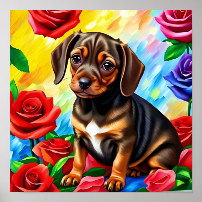Poster Dachshund Chien Chien Chien Seul Imprimé (Devant)