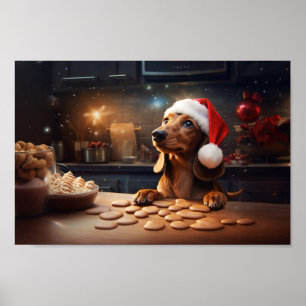 Poster Dachshund Christmas Cookies Festive Festive Holida