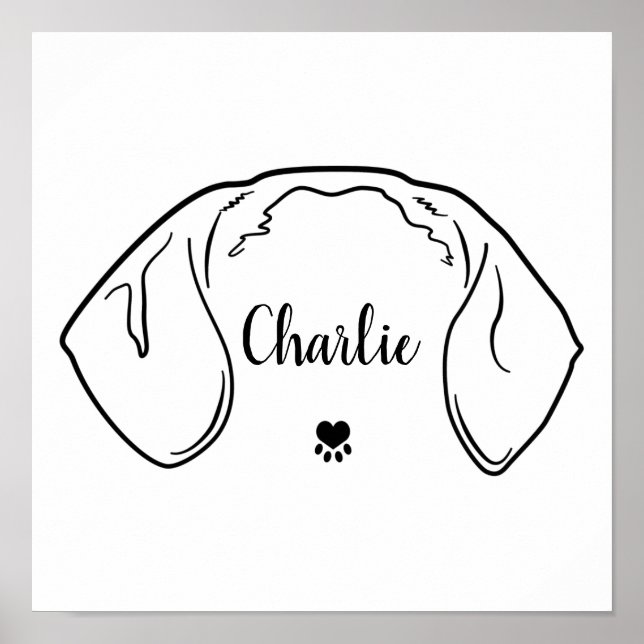 Poster Dachshund Ears Line Dessin Illustration minimale (Devant)