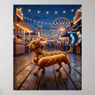 Poster Dachshund Hot Dog