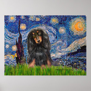 Poster Dachshund (LHBT) - Nuit étoile