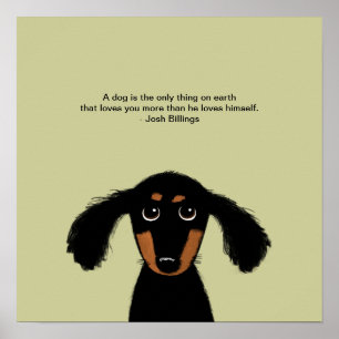 Poster Dachshund mignon avec citation de Josh Billings