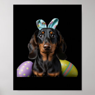 Poster Dachshund Pâques Joyeuses Femmes de la fête de Pâq