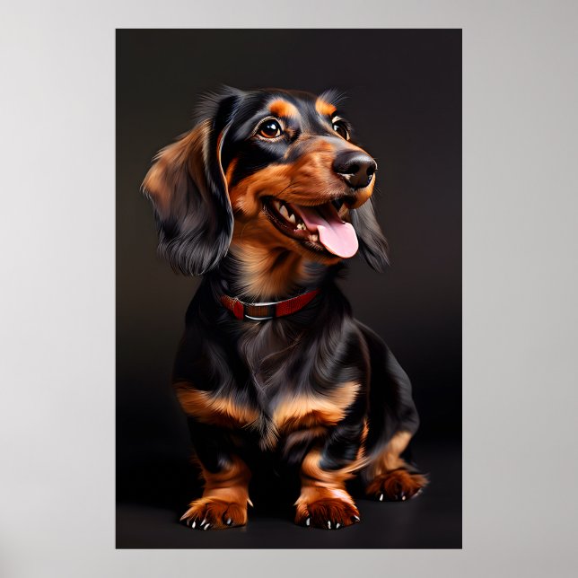 Poster Dachshund Realism Portrait vertical (Devant)