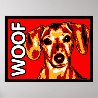 Poster Dachshund WOOF