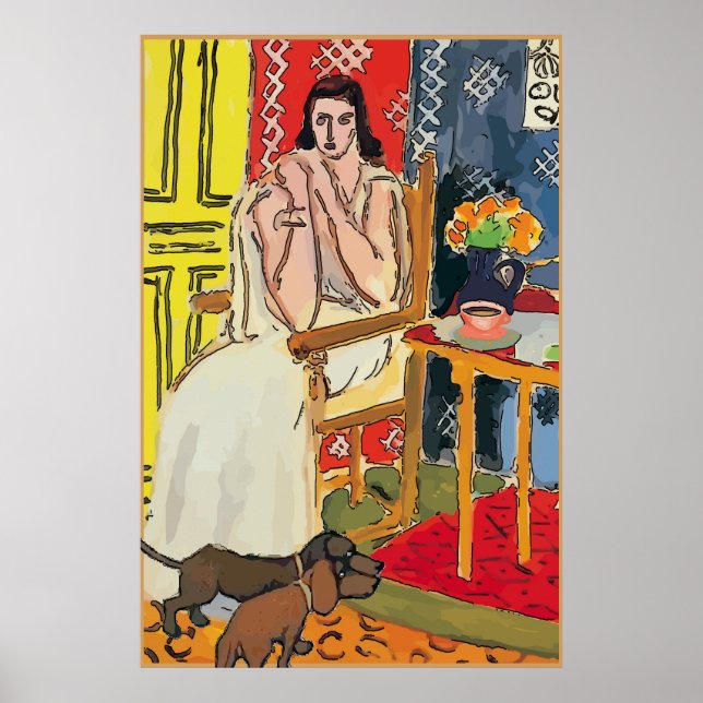 Poster Dachshunds Abstraits au sol, (Devant)