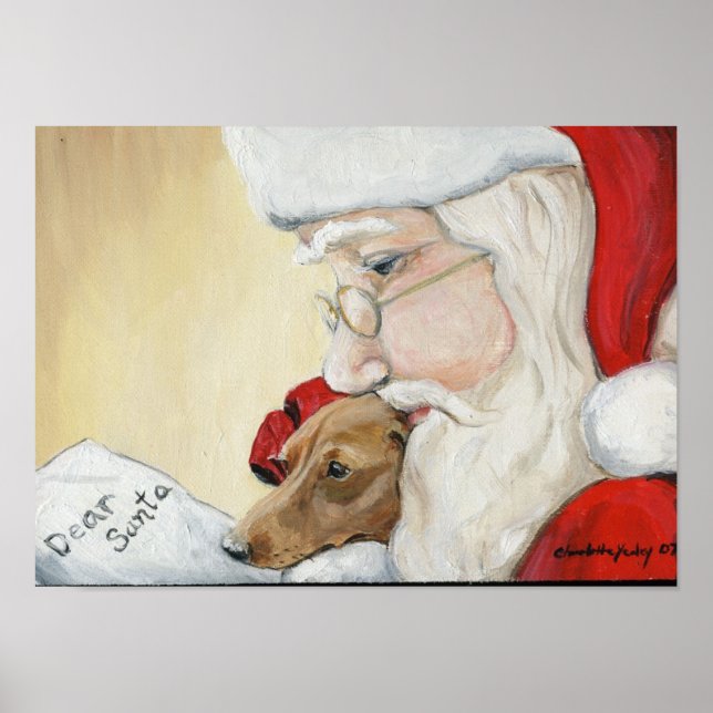Poster Dachshund's Request for Père Noël Canvas Print (Devant)