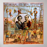 Poster d'acrobates japonais Aerialists VAUDEVILLE