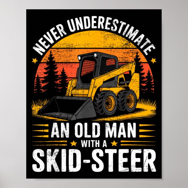 Poster Dad Skid Steer Operator Father Construction Heavy  (Devant)