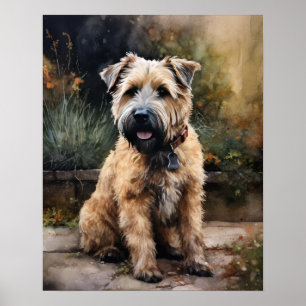 Poster d'affiche d'art de chien roux à revêtement