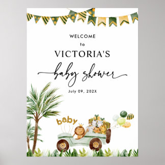 Poster d'Affiche de bienvenue Baby shower Safari C