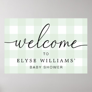 Poster d'Affiche de bienvenue Mint Green En vichy
