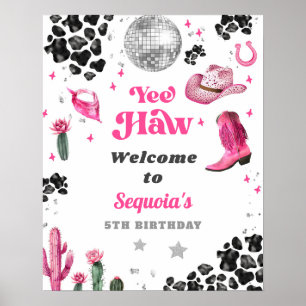 Poster d'Affiche de bienvenue Pink Disco Cowgirl