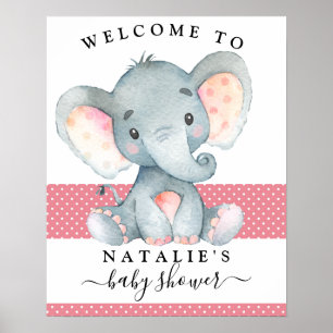 Poster d'Affiche de bienvenue rose Baby shower fil