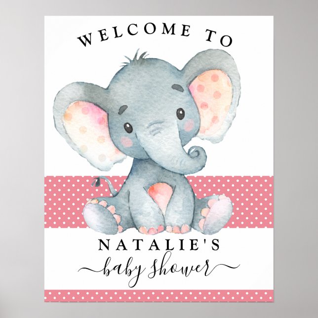 Poster d'Affiche de bienvenue rose Baby shower fil (Devant)