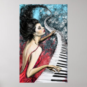 Poster d'affiche de musique pour la dame de piano 