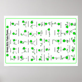 Poster d'affiche Green Kitty Yoga