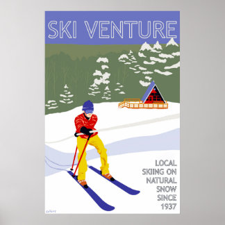 Poster d'affiche Ski Venture 24"x36" Papier d'arch