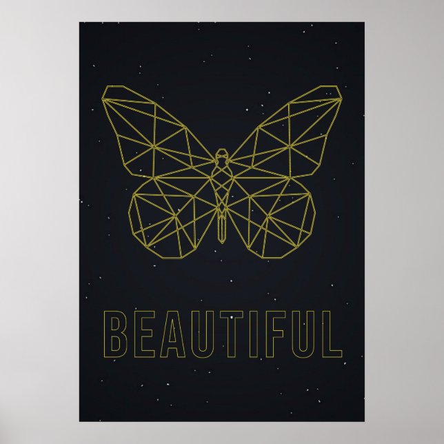 Poster d'affirmation jaune origami beauté papillon (Devant)