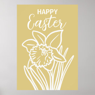 Poster Daffodil Floral Joyeux Fêtes de Pâques