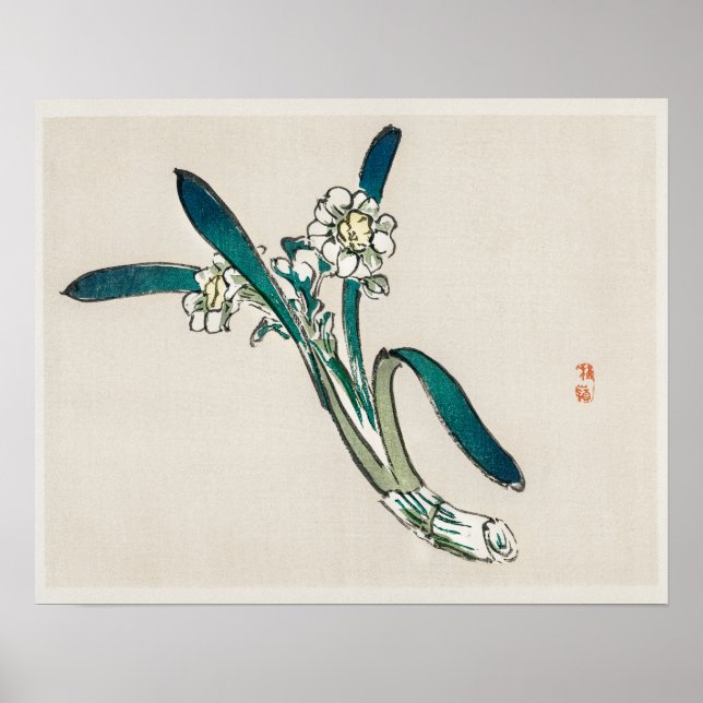 Poster Daffodile de Bunchflower par Kōno Bairei (1844-189 (Devant)