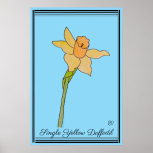 Poster Daffodile jaune simple Bébé bleu