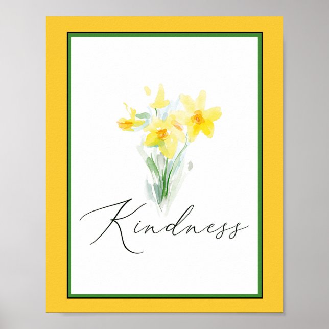 Poster Daffodiques d'aquarelle (Devant)