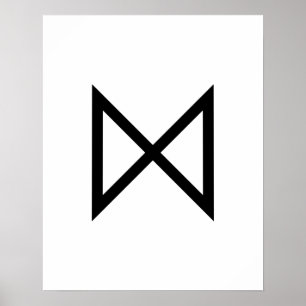 Poster Dagaz (Jour) Géométrique noir Rune viking