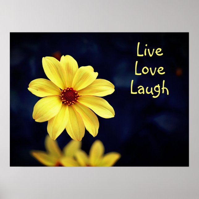 Poster Dahlia Jaune Elégante Citation Inspirationnelle Fl (Devant)