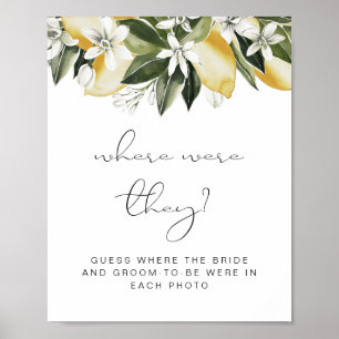 Poster DAHLIA Lemon Guess Where Were They Bridal Shower 