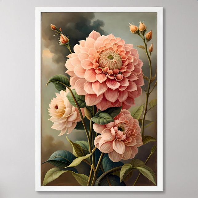 Poster Dahlia Peinture : Fleur de style classique (Dahlia Painting: flower Blossom in Classic Style)