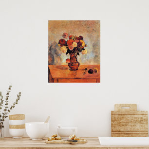 Poster Dahlias dans un vase de cuivre par Gauguin