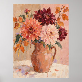 Poster Dahlias d'automne dans un vase en terre cuite – Mu