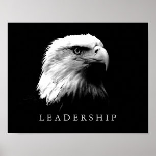 Poster d'aigle noir blanc motivationnel