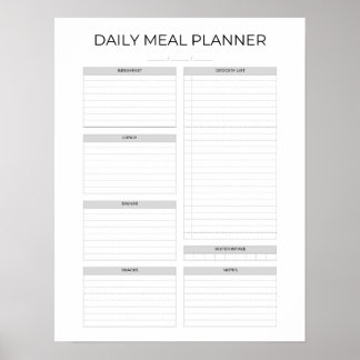 Poster Daily Meal Planner | Simple Minimalistic Clean
