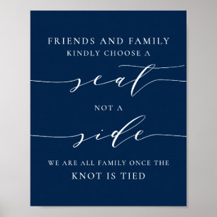 Poster Dainty Script Blue Choisissez un siège pas un Mari
