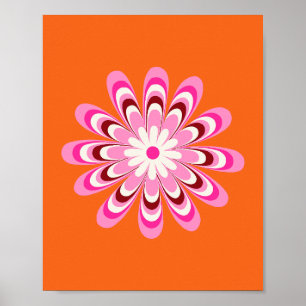 Poster Daisy 04 Orange Et Rose