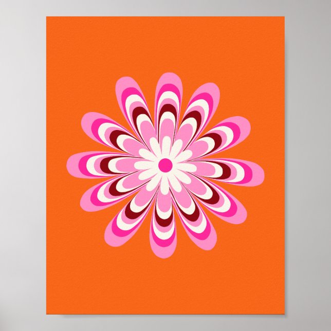 Poster Daisy 04 Orange Et Rose (Devant)