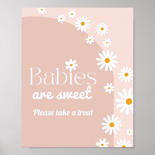 Poster Daisy Baby en fleur Boho Girl Baby shower traiteme (Devant)