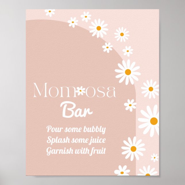Poster Daisy Baby in florom Boho Girl Baby shower bar (Devant)