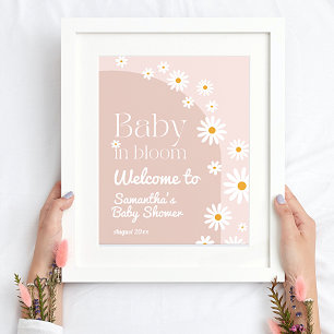 Poster Daisy Baby in florom Boho Girl Baby shower bienven