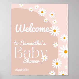 Poster Daisy Baby in florom Boho Girl Baby shower bienven