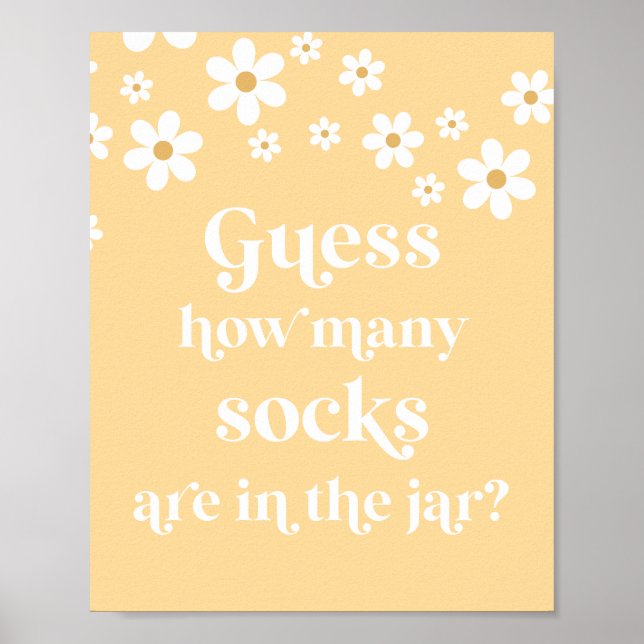 Poster Daisy Baby shower devinez combien de chaussettes j (Devant)